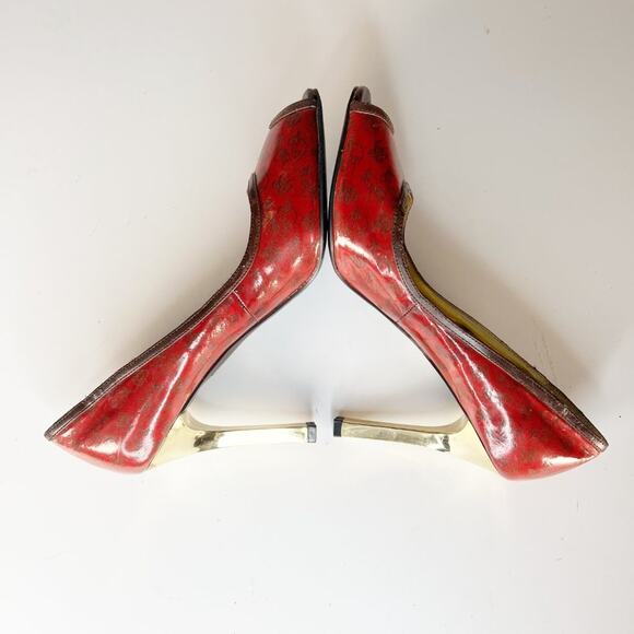 Baby Phat Vintage Y2K Red & Gold Metallic Logo Pumps Heels Shoes 10 - Picture 5 of 16